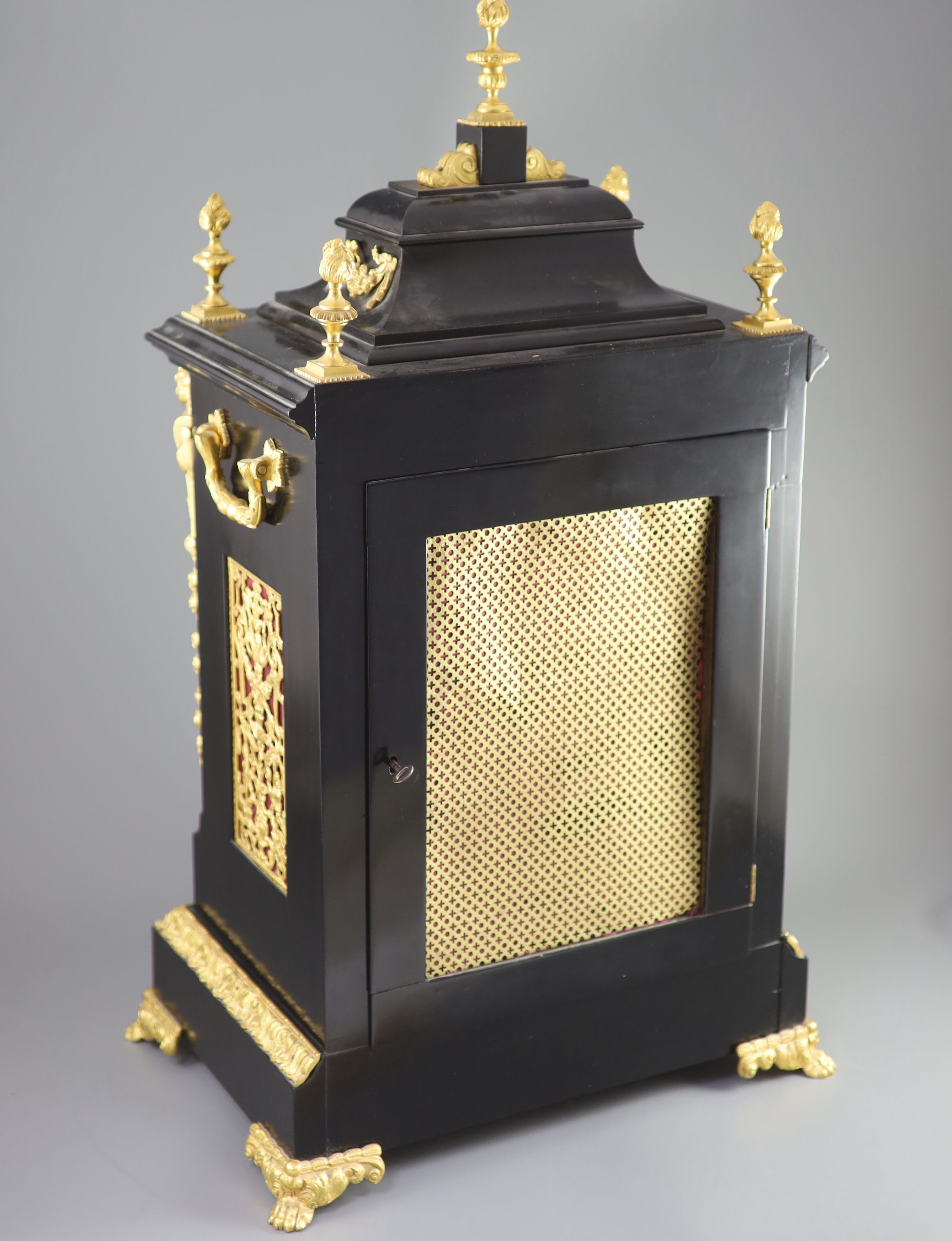 A large late Victorian ormolu mounted bracket clock, 73cm high